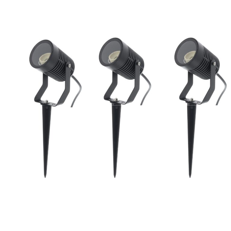 Set 3x LED tuinspot prikspot armatuur GU10 ZWART 220/230Volt IP65