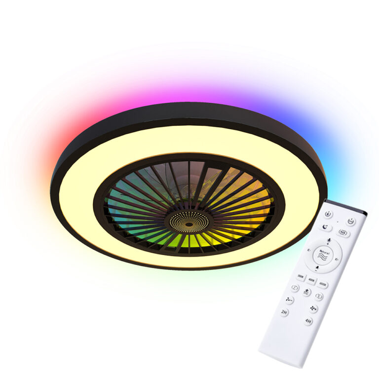 Plafondventilator - met afstandsbediening - Rio ZWART 45Watt met LED lamp 3000K-4000K-6500K RGB CCT