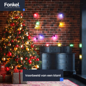 10m LED Prikkabel - IP65 Lichtsnoer Buiten - koppelbaar - inclusief 10x gekleurde E27 lampen - Incl. Stekker