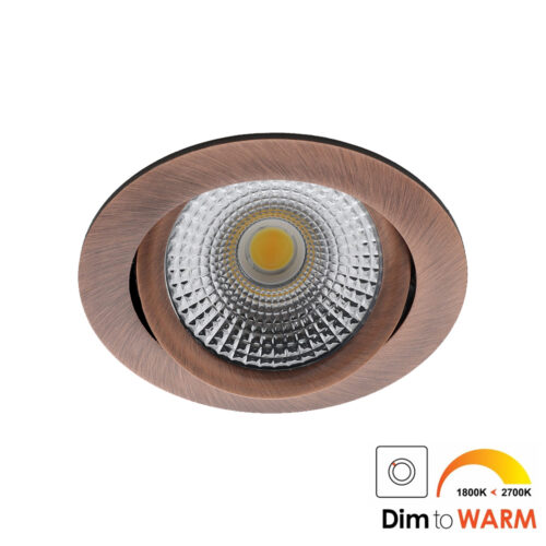 Bella Ondiepe LED spot kantelbaar 7Watt rond KOPER dimbaar - dim to warm
