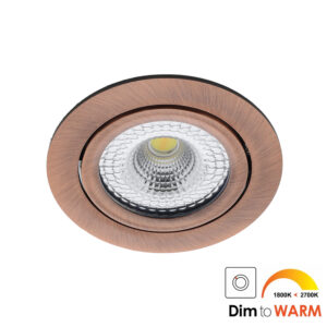 Bella Ondiepe LED spot kantelbaar 7Watt rond KOPER dimbaar - dim to warm - interne driver