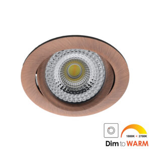 Bella Ondiepe LED spot kantelbaar 7Watt rond KOPER dimbaar - dim to warm - interne driver