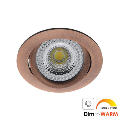 Bella Ondiepe LED spot kantelbaar 7Watt rond KOPER dimbaar - dim to warm - interne driver