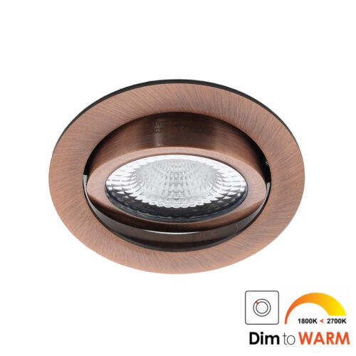 Bella Ondiepe LED spot kantelbaar 7Watt rond KOPER dimbaar - dim to warm - interne driver