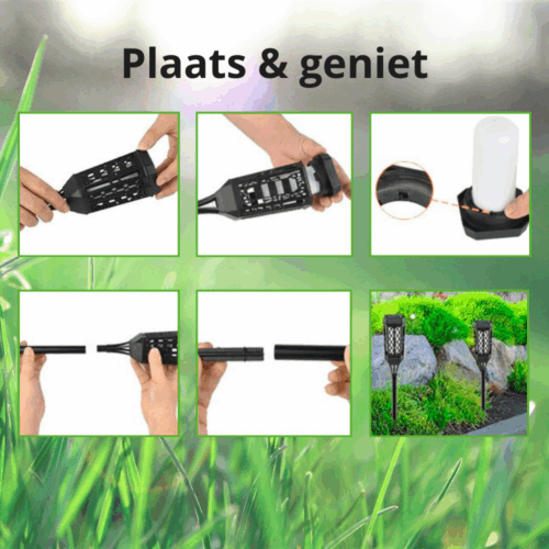 LED Solar tuinfakkel zonne-energie ZWART IP44