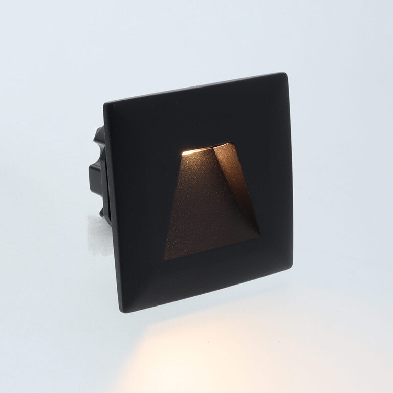Vince LED trapverlichting CCT 3Watt vierkant ZWART IP65 doorlusbaar voor WCD inbouwdoos