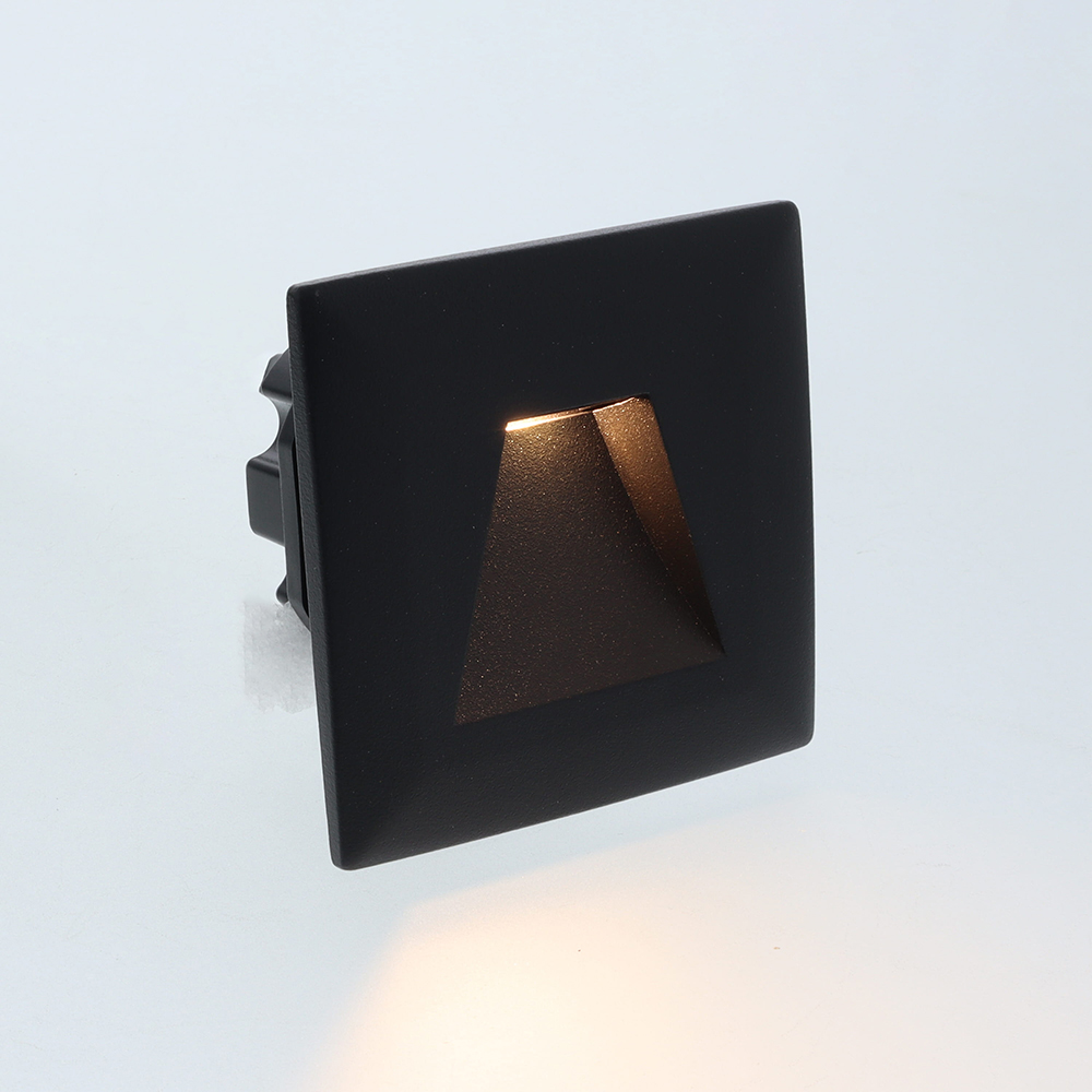 Vince LED trapverlichting CCT 3Watt vierkant ZWART IP65 doorlusbaar voor WCD inbouwdoos