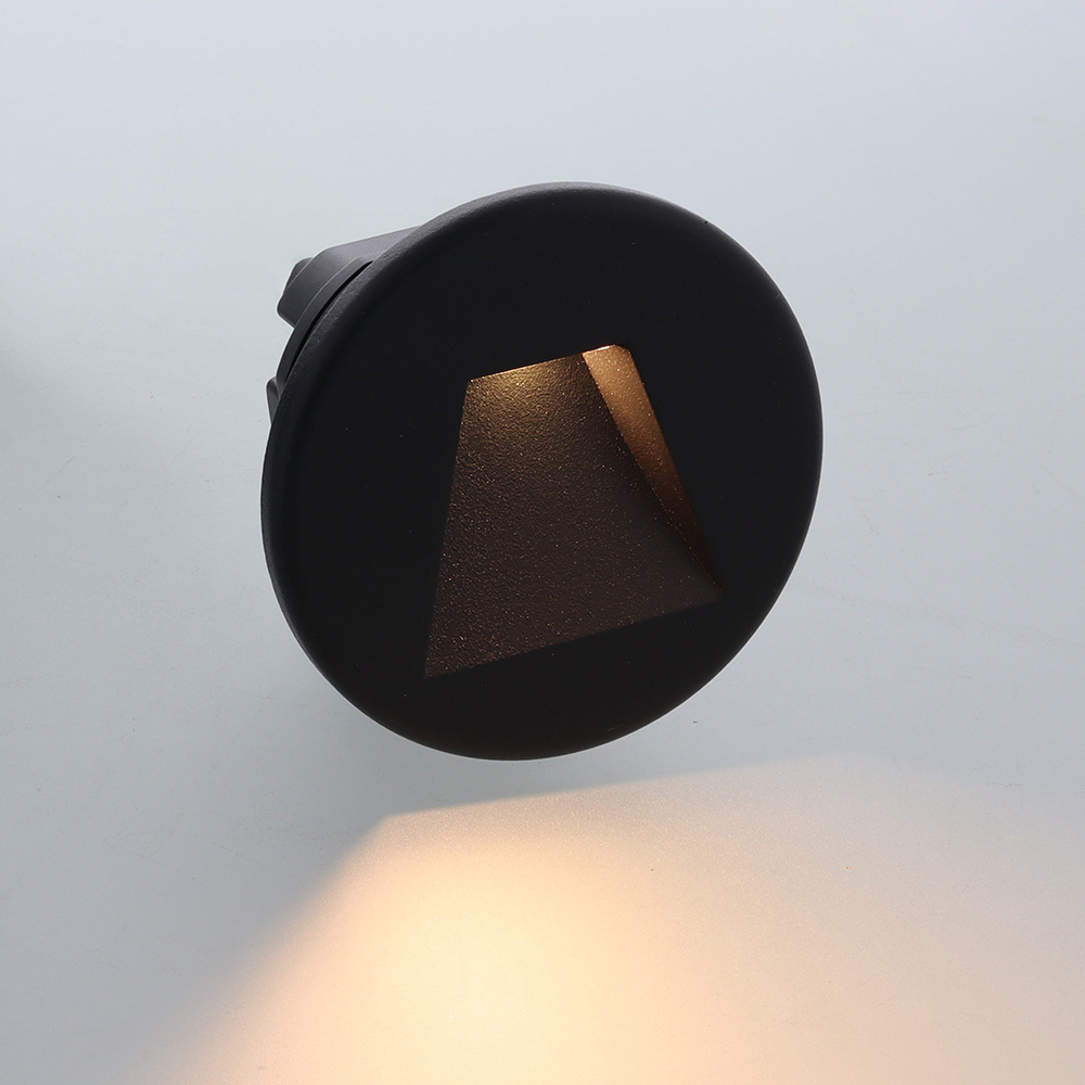 Vince LED trapverlichting CCT 3Watt rond ZWART IP65 doorlusbaar voor WCD inbouwdoos