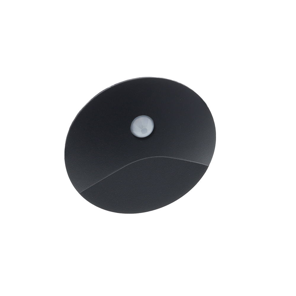 Vince LED wand-trapverlichting 3Watt ZWART IP65 rond PIR