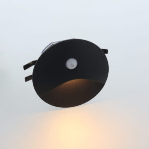 Vince LED wand-trapverlichting 3Watt ZWART IP65 rond PIR