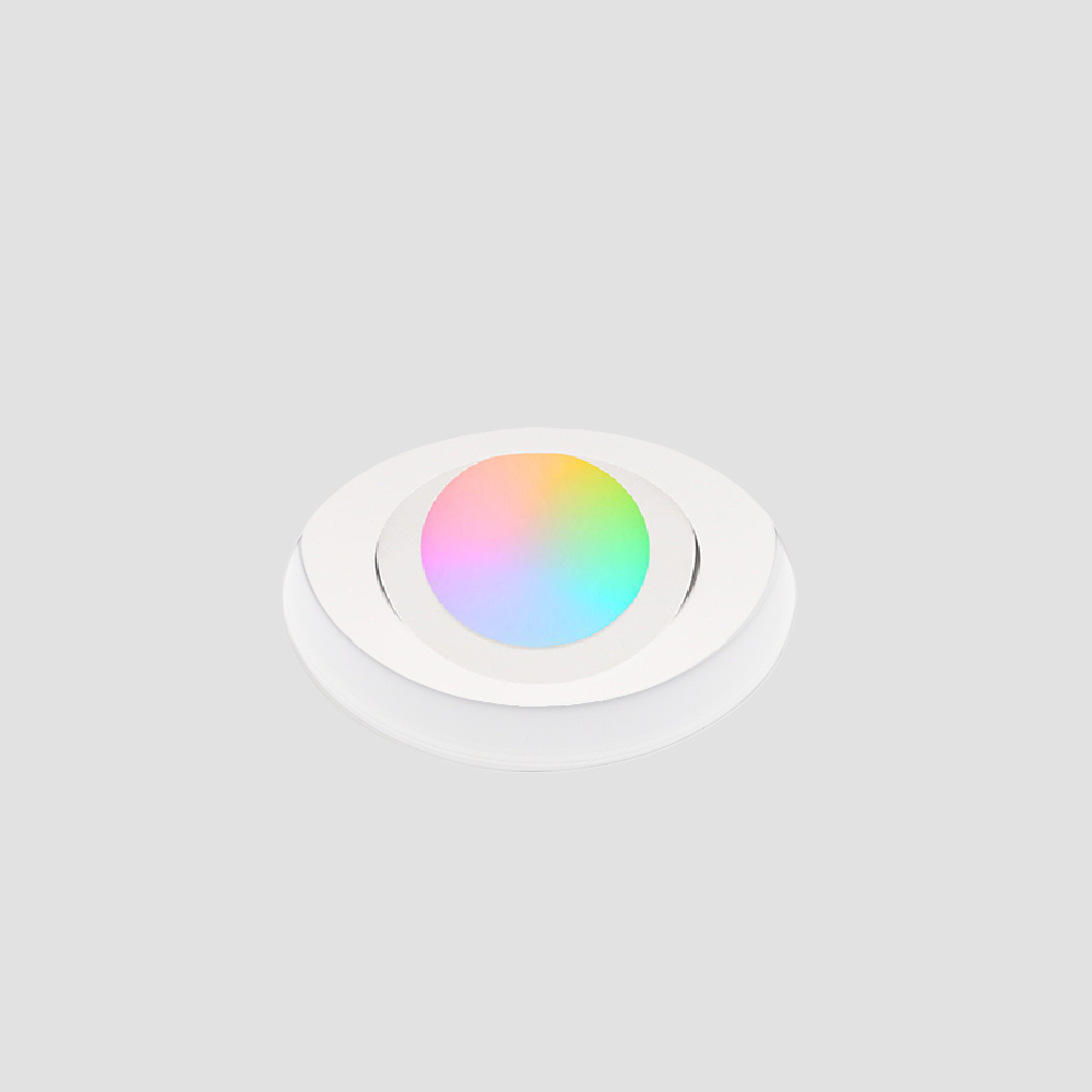 Zeno trimless Zigbee LED inbouwspot – ondiep 40mm, rond wit, 5W, IP65, kantelbaar & dimbaar, White & Color
