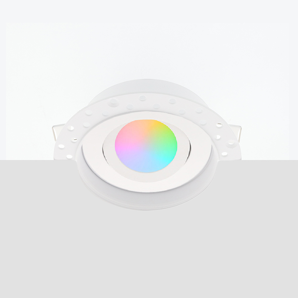 Zeno trimless Zigbee LED inbouwspot – ondiep 40mm, rond wit, 5W, IP65, kantelbaar & dimbaar, White & Color
