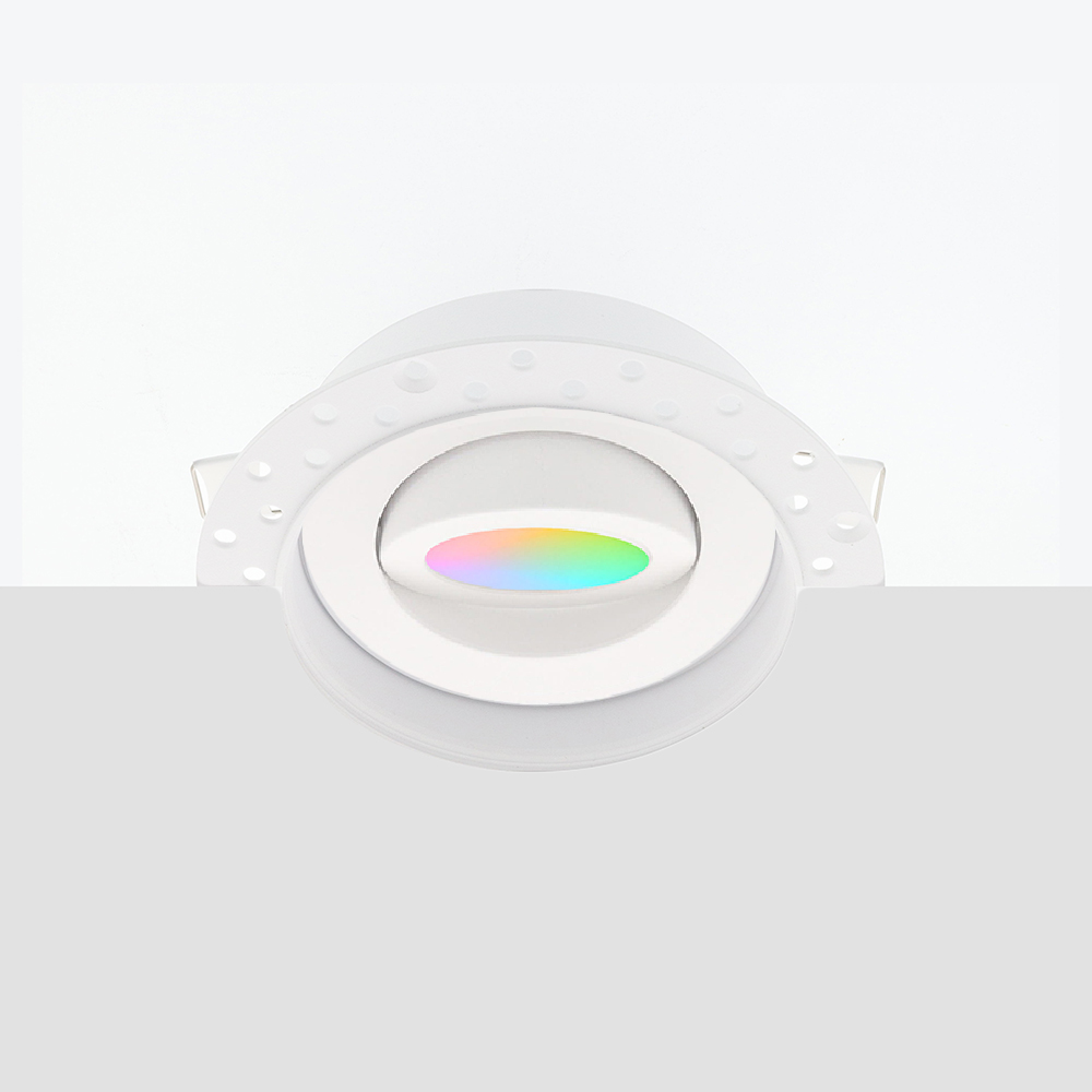 Zeno trimless Zigbee LED inbouwspot – ondiep 40mm, rond wit, 5W, IP65, kantelbaar & dimbaar, White & Color