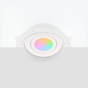 Zeno trimless Zigbee LED inbouwspot – ondiep 40mm, rond wit, 5W, IP65, kantelbaar & dimbaar, White & Color