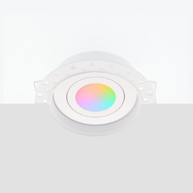 Zeno trimless Zigbee LED inbouwspot – ondiep 40mm, rond wit, 5W, IP65, kantelbaar & dimbaar, White & Color