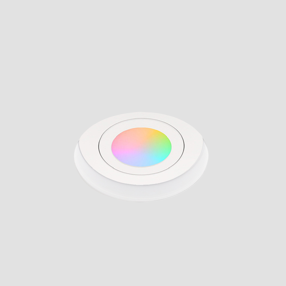 Zeno trimless Zigbee LED inbouwspot – ondiep 40mm, rond wit, 5W, IP65, kantelbaar & dimbaar, White & Color