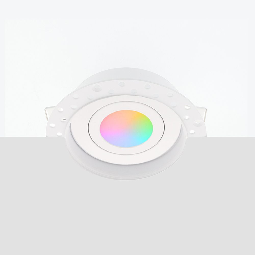Zeno trimless Zigbee LED inbouwspot – ondiep 40mm, rond wit, 5W, IP65, kantelbaar &amp; dimbaar, White &amp; Color