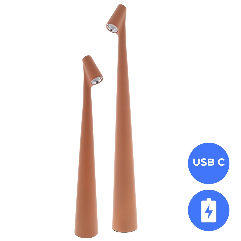 Nordic LED Tafellamp Set – Terracotta – 34 + 45 cm – Dimbaar