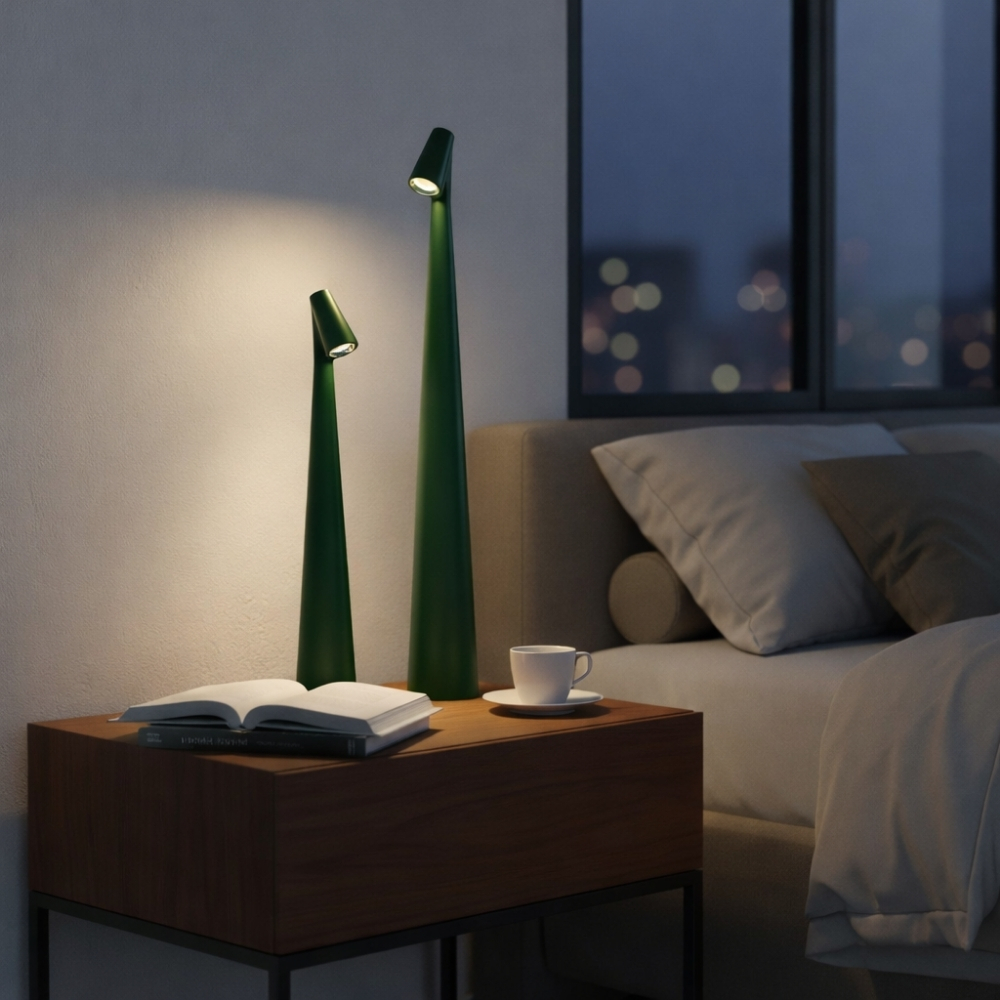 Nordic LED Tafellamp – Mosgroen – 34 cm - Dimbaar