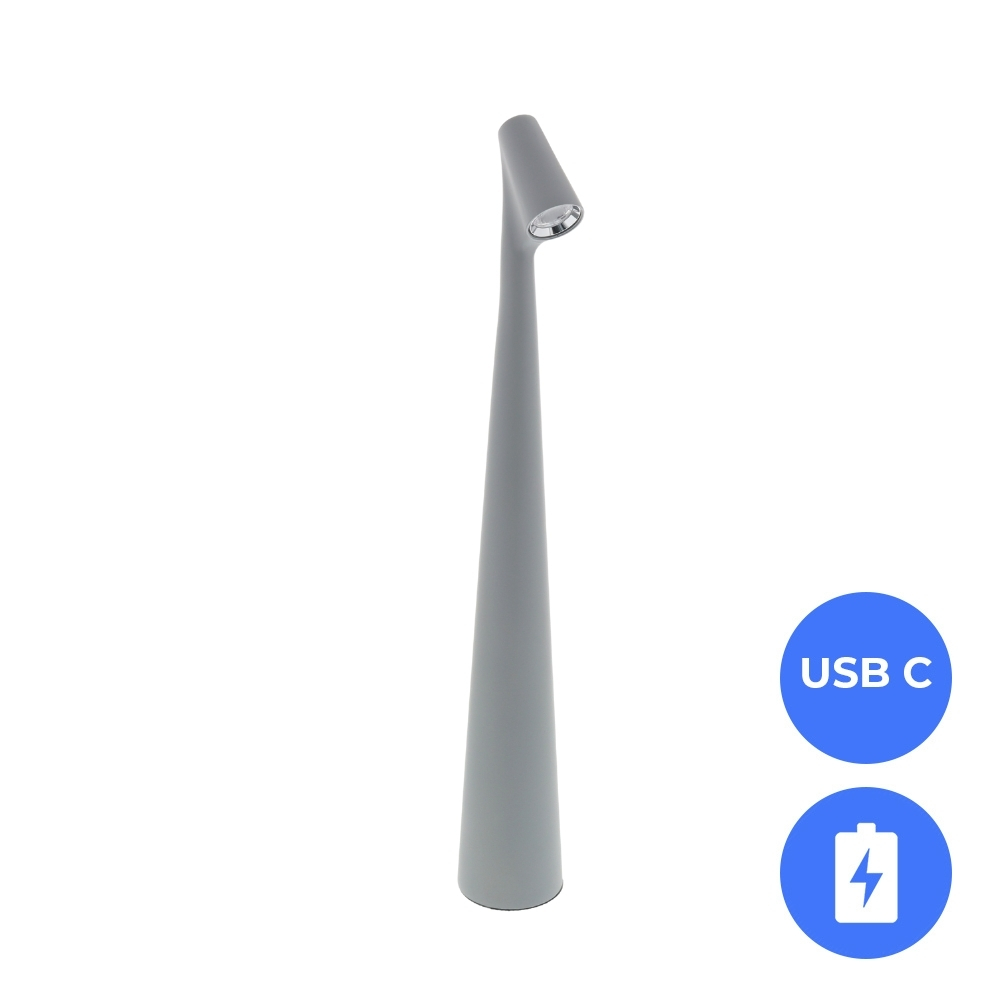 Nordic LED Tafellamp - Staalgrijs - 34 cm - Dimbaar afbeelding