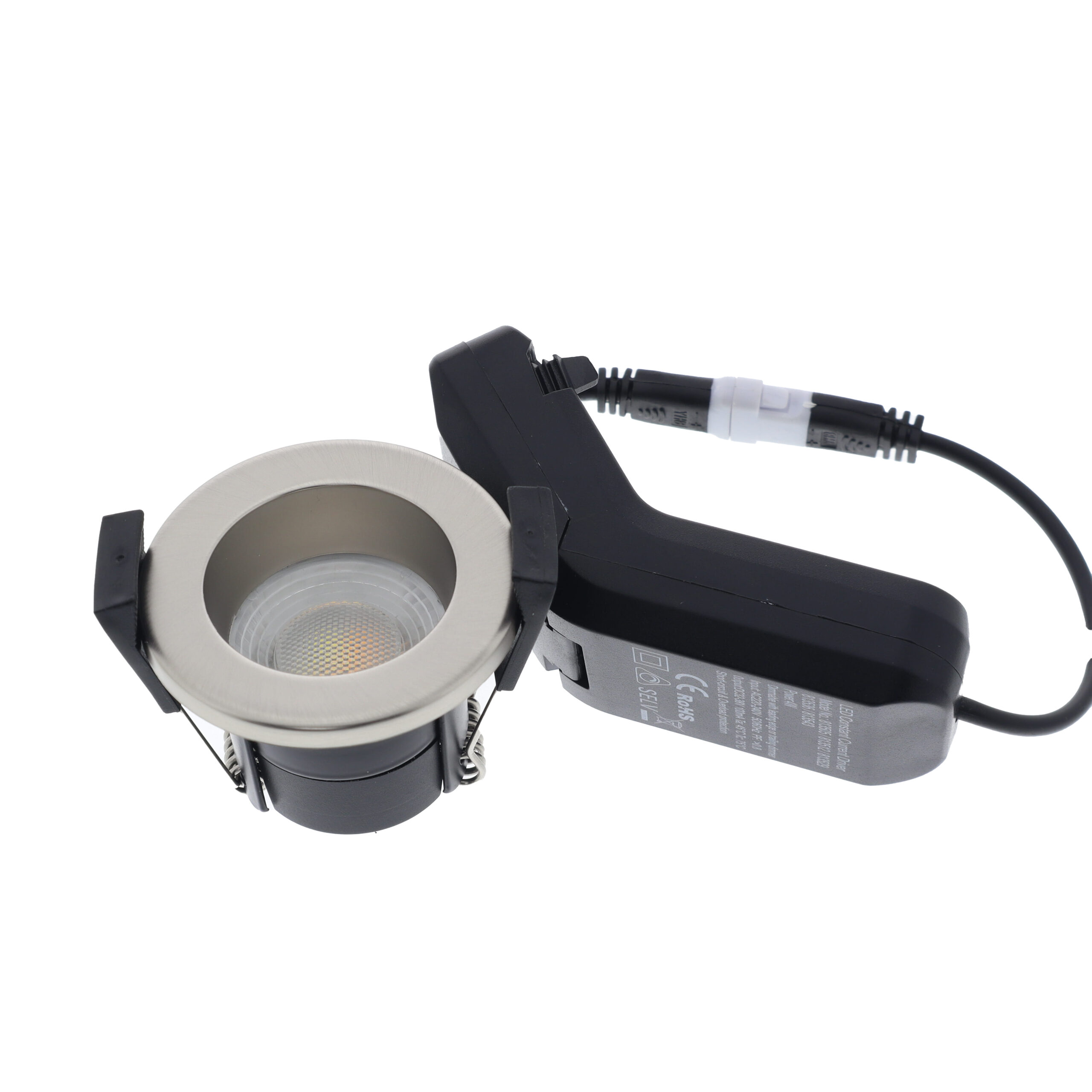 LED fire rated mini inbouwspot 4Watt rond NIKKEL IP65 dimbaar - CCT switch - 2700K - 3000K - 4000k - 5700K - brandvertragend