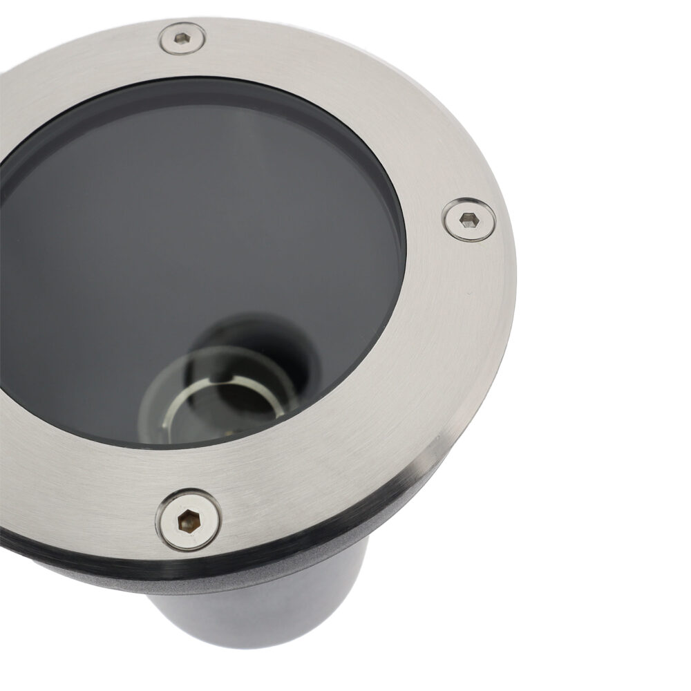 Grote LED grondspot E27 Ø12cm – RVS armatuur – 230V – IP67 waterdicht rond