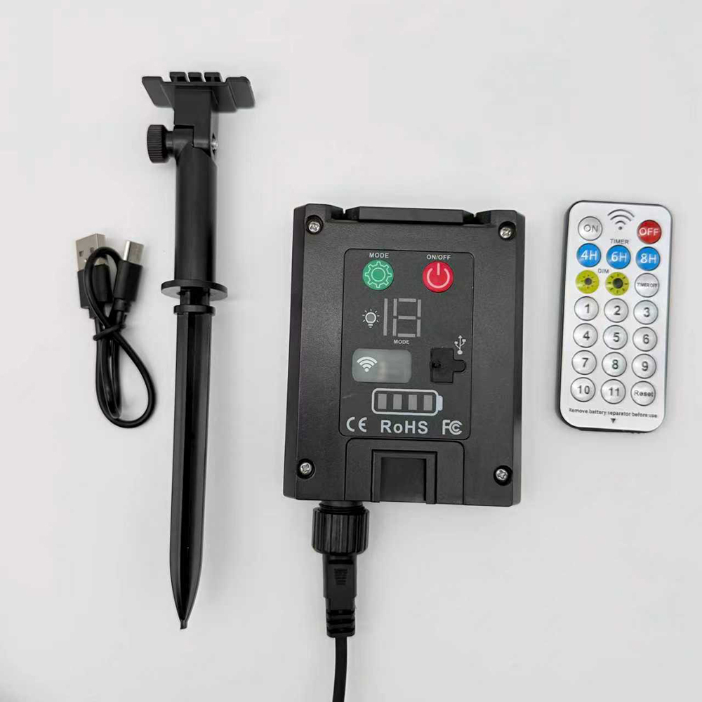 8m Arena Solar LED Prikkabel RGB &amp; Warm Wit - afstandsbediening - USB-C &amp; Zonnepaneel - inclusief 10x E27 lampen