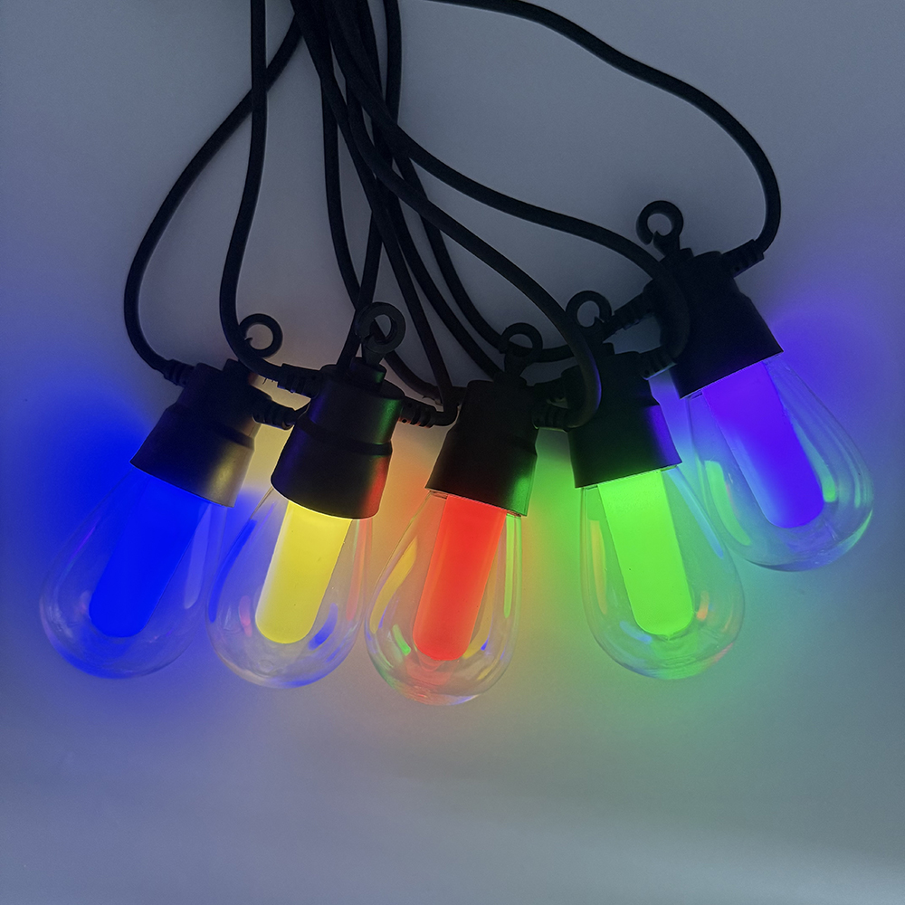 8m Arena Solar LED Prikkabel RGB &amp; Warm Wit - afstandsbediening - USB-C &amp; Zonnepaneel - inclusief 10x E27 lampen