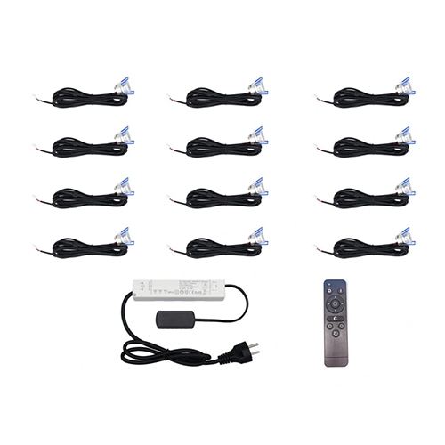 Grijze LED veranda / overkapping / tuinhuis inbouwspots - set van 12 dimbare IP65 spots 12Volt 2700K warm wit