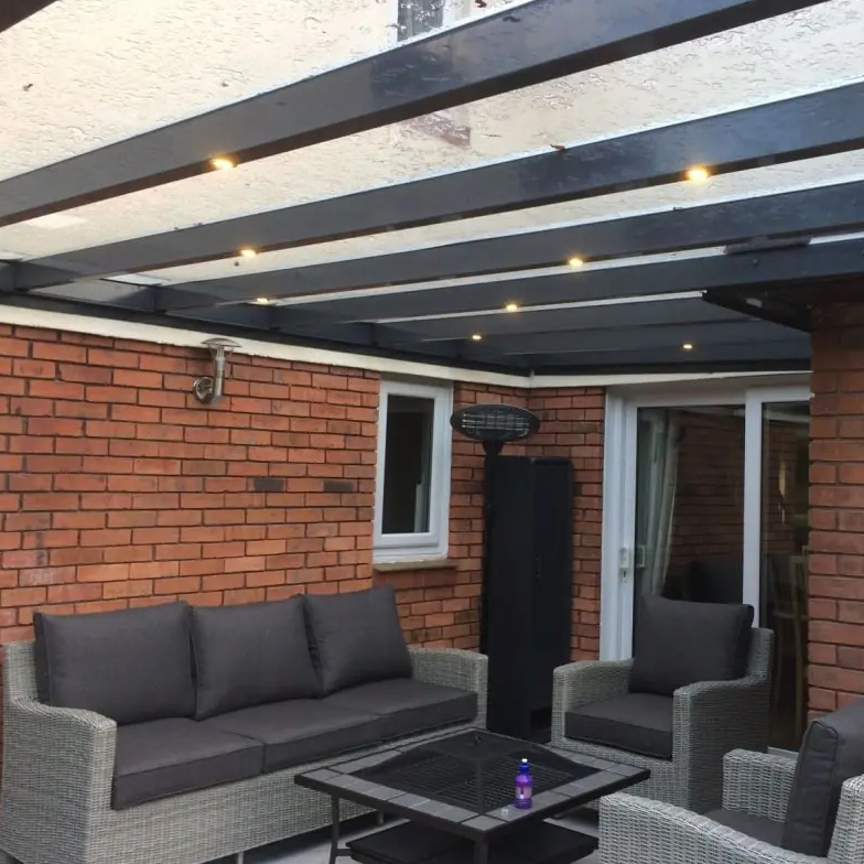 Grijze LED veranda / overkapping / tuinhuis inbouwspots - set van 12 dimbare IP65 spots 12Volt 2700K warm wit