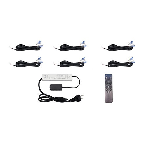 Grijze LED veranda / overkapping / tuinhuis inbouwspots - set van 6 dimbare IP65 spots 12Volt 2700K warm wit