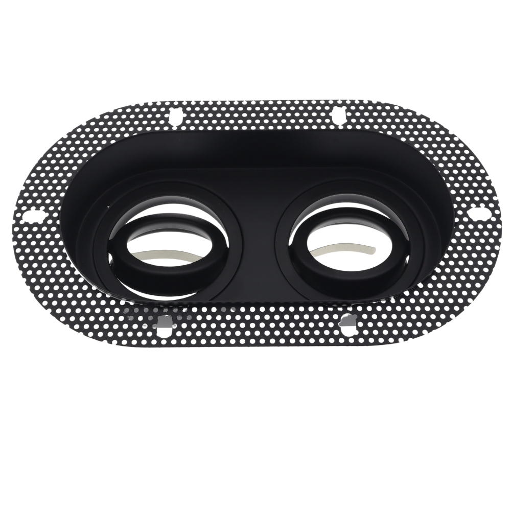 LED trimless stucframe spot armatuur dubbel rond ZWART kantelbaar