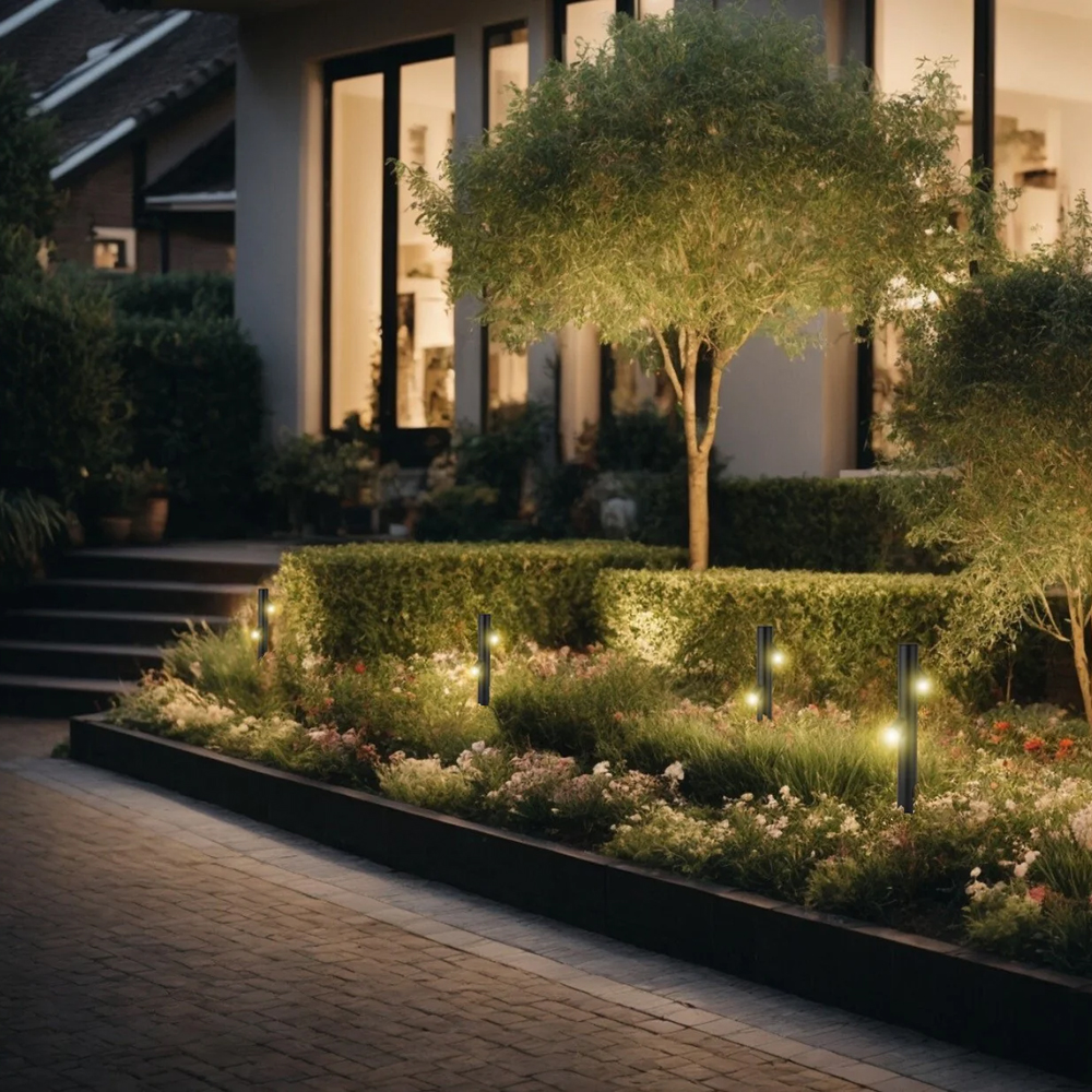 Ronde staande LED tuinlamp Silas met 2 lichtpunten 60 cm | warm wit | IP65 buitenlamp pad‑ &amp; terraslicht