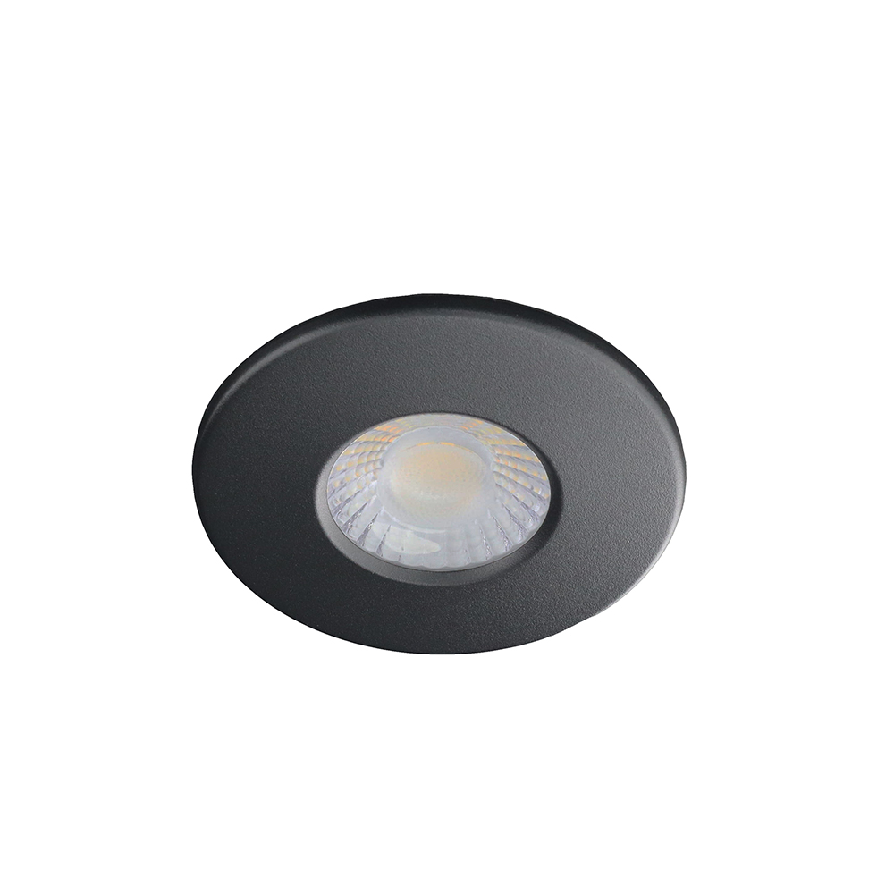 LED fire rated inbouwspot 5W en 7W rond ZWART IP65 dimbaar - CCT switch - 2700K-3000K-4000K-5700K - wattage instelbaar - interne driver - brandvertragend