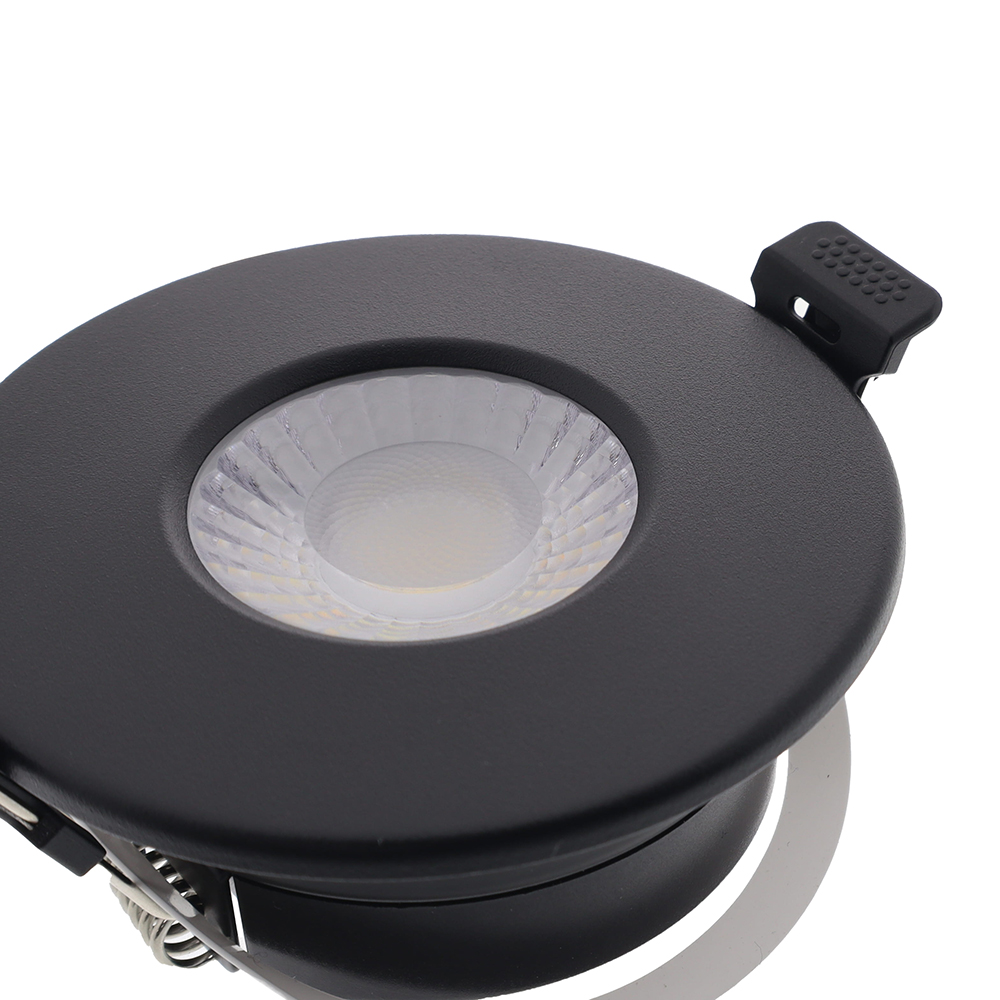 LED fire rated inbouwspot 5W en 7W rond ZWART IP65 dimbaar - CCT switch - 2700K-3000K-4000K-5700K - wattage instelbaar - interne driver - brandvertragend