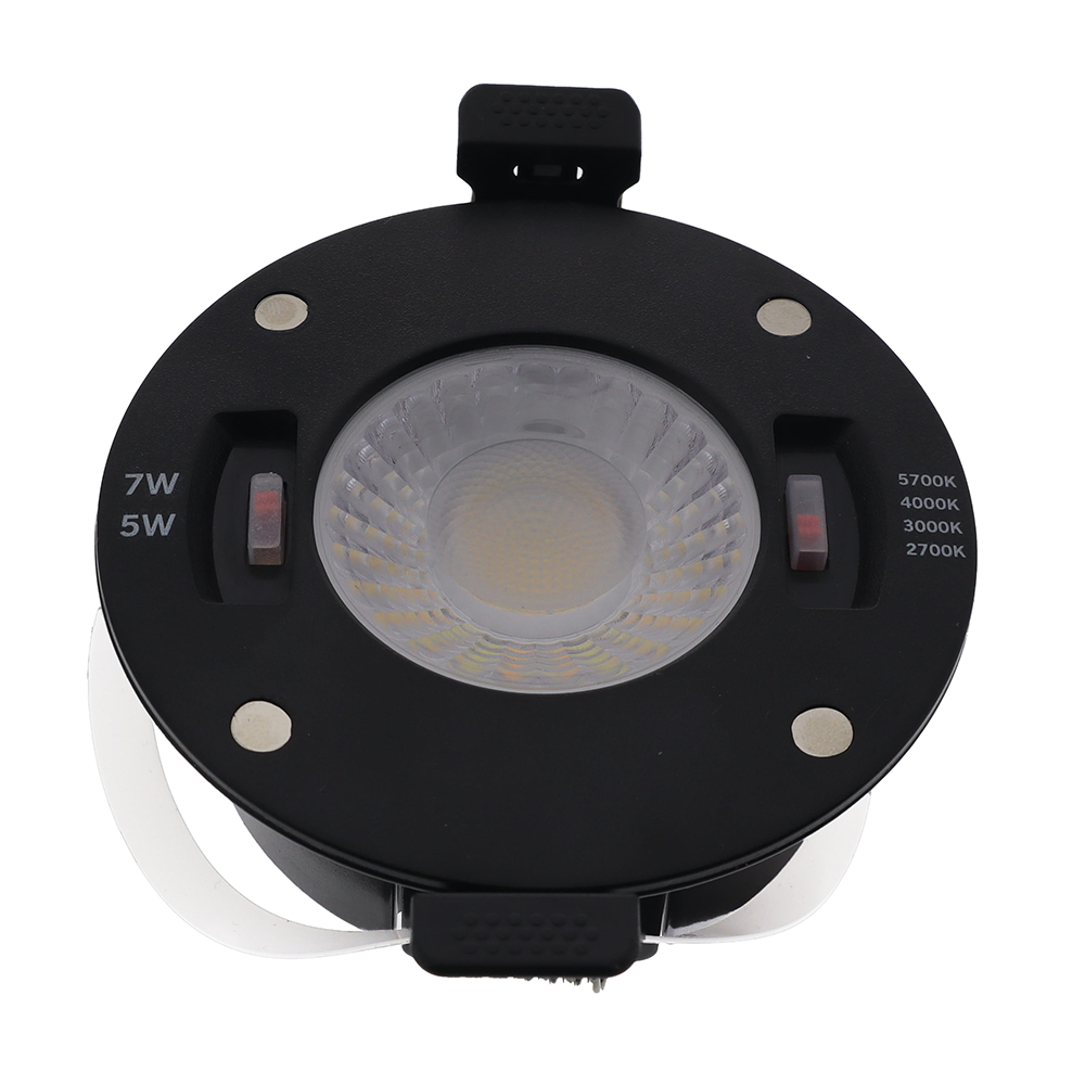 LED fire rated inbouwspot 5W en 7W rond NIKKEL IP65 dimbaar - CCT switch - 2700K-3000K-4000K-5700K - wattage instelbaar - interne driver - brandvertragend